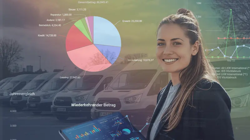 GPS.at-Kosten-Senken-fuhrpark Frau lächelt und ist zufrieden weil sie GPS.at Software verwendet