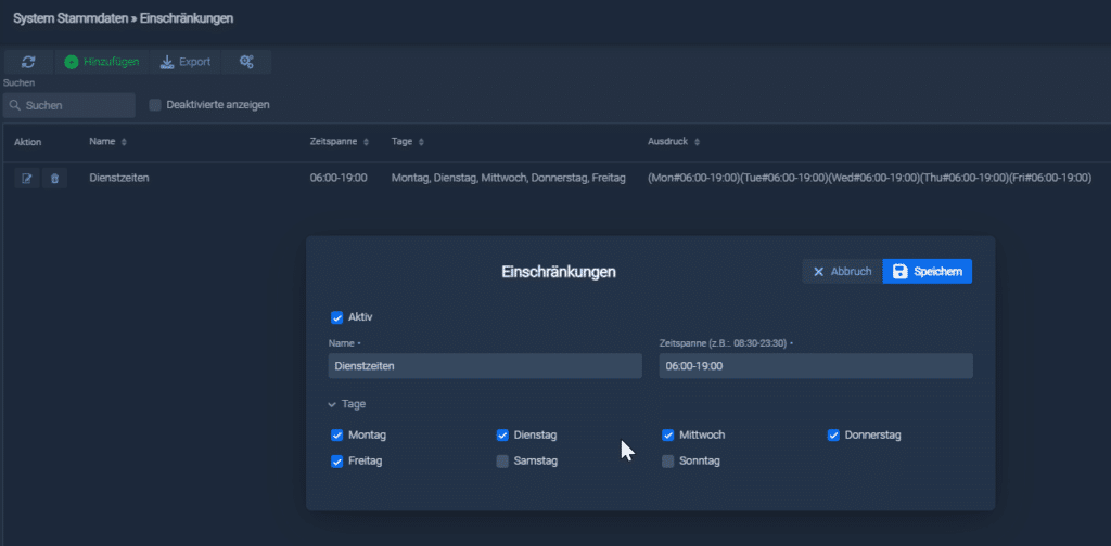 GPS Fleet Software: Dienstzeiten-Filter anlegen